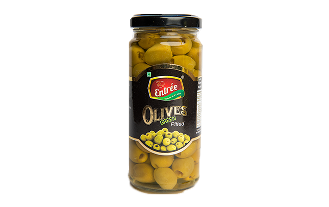 Vishaal Entree Olives Green Pitted    Glass Jar  250 grams